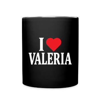 T-Shirt I love Valeria T-Shirt Geschenkidee - Tasse einfarbig - Schwarz - Vorne