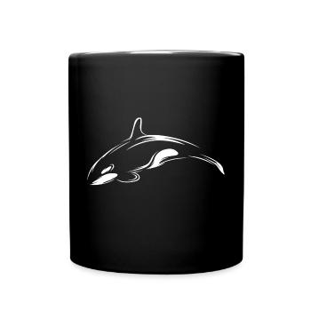 Schwertwal Fisch Meer Ozean Illustration Tier - Tasse einfarbig - Schwarz - Vorne