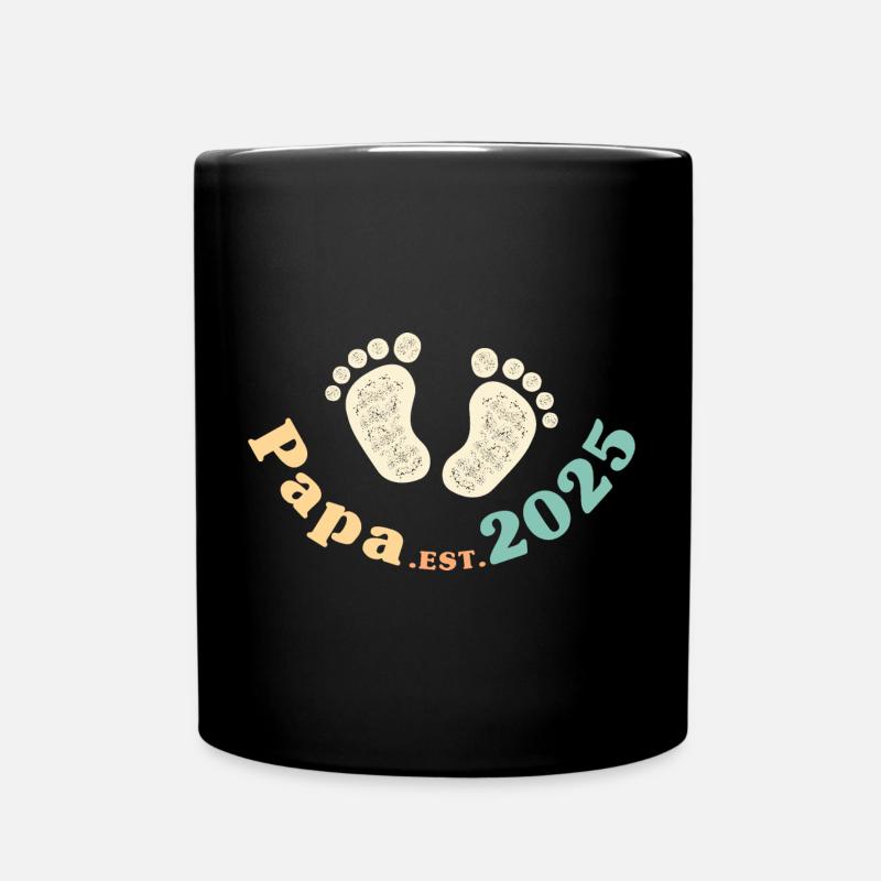 Papa Est 2025 Retro Ich werde Vater - Tasse einfarbig - Schwarz