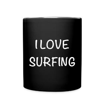 I Love Surfing Handdrawn Text - Tasse einfarbig - Schwarz - Vorne