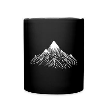 Berge in Fineline Stil, minimalistisch und elegant - Tasse einfarbig - Schwarz - Vorne