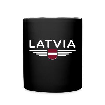 Lettland T-Shirt – Stolz und Tradition - Tasse einfarbig - Schwarz - Vorne