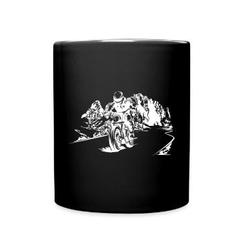 Motorrad Dolomiten Berge Biker Symbol Natur Logo - Tasse einfarbig - Schwarz - Vorne