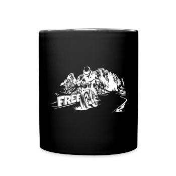 Motorrad Berge Dolomiten frei Freiheit Biker Logo - Tasse einfarbig - Schwarz - Vorne