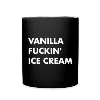 Vanille Eis - weisser Schriftzug - Tasse einfarbig - Schwarz - Vorne
