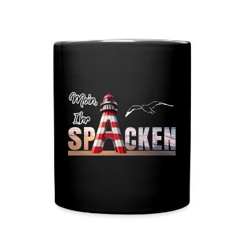 Moin Ihr SPACKEN - Tasse einfarbig - Schwarz - Vorne