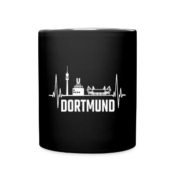 Dortmund Skyline Heartbeat Herzschlag Ruhrpott - Tasse einfarbig - Schwarz - Vorne