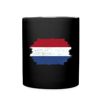 Brush Stroke Dutch Flag Art Print - Full Colour Mug - black - Front