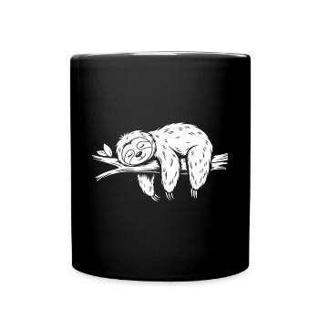 Süßes schläfriges Faultier - Tasse einfarbig - Schwarz - Vorne