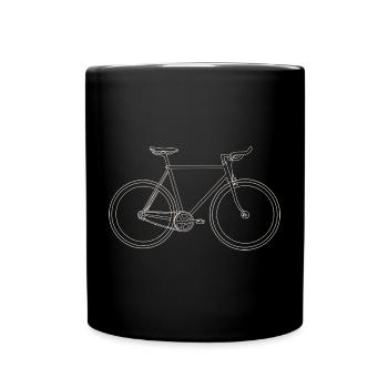 Minimal Bicycle Line Art - Full Colour Mug - black - Front