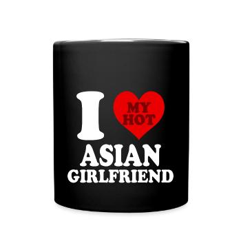 J’aime ma petite amie asiatique chaude coeur drôle - Mug uni - noir - Devant