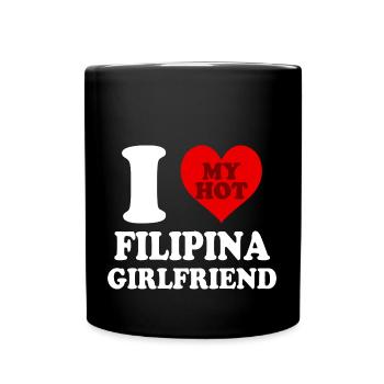 Ich liebe meine philippinische Freundin lustiges Herz - Tasse einfarbig - Schwarz - Vorne