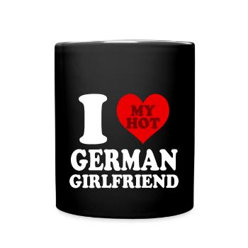 Ich liebe meine deutsche Freundin lustiges Herz - Tasse einfarbig - Schwarz - Vorne