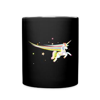 Magisches Einhorn – Farbenfrohe Illustration - Tasse einfarbig - Schwarz - Vorne