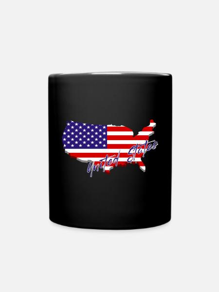 Landkarte der Vereinigten Staaten, American Pride - Tasse einfarbig - Schwarz