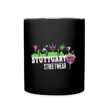 Stuttgart Skyline Stadt Deutschland Graffiti Kunst - Tasse einfarbig - Schwarz - Vorne