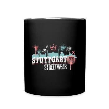 Stuttgart Skyline Stadt Deutschland Graffiti Kunst - Tasse einfarbig - Schwarz - Vorne