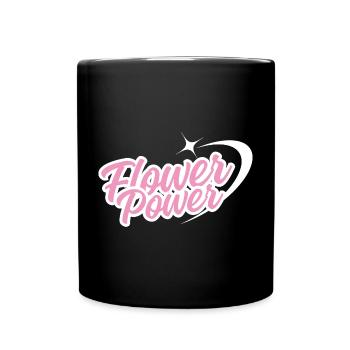 Flower Power - Retro font in pink with star - Full Colour Mug - black - Front