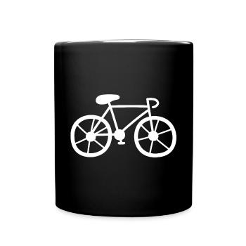 Fahrrad weiß Rennrad radeln Tour Lenker Comic Rad - Tasse einfarbig - Schwarz - Vorne