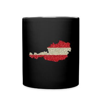 Österreich Glitzer Heimatland Rot Weiss Rot Stolz - Tasse einfarbig - Schwarz - Vorne