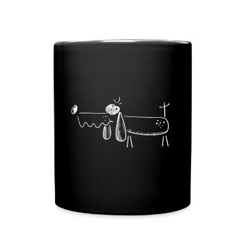 Funny Dackel Comic Skizze - Hund - Tasse einfarbig - Schwarz - Vorne