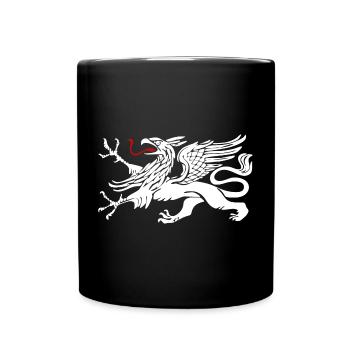 Rostock griffin in white with red tongue - Full Colour Mug - black - Front