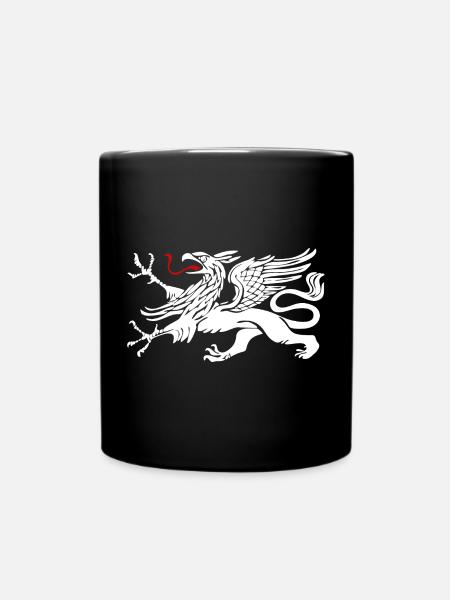Rostocker Greif in Weiss mit roter Zunge - Tasse einfarbig - Schwarz