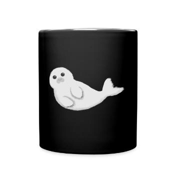 Seehund Robbe - Tasse einfarbig - Schwarz - Vorne