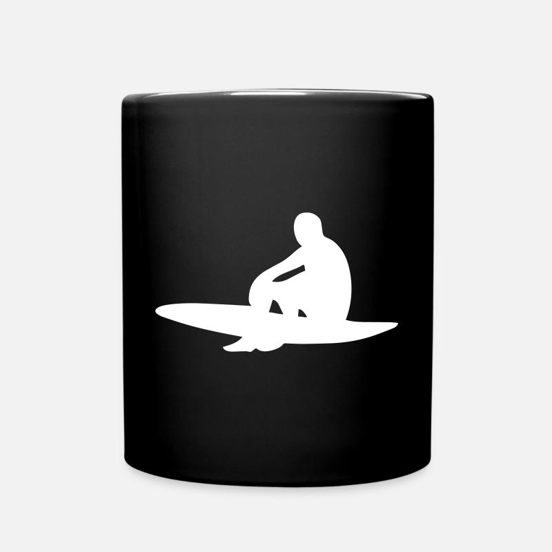 Surfer mit Surfboard - Tasse einfarbig - Schwarz