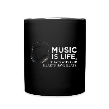 Écouteurs Heartbeat Music is Life - Mug uni - noir - Devant