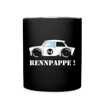 DDR Trabi - Rennpappe als Klassischer Rennwagen - Tasse einfarbig - Schwarz - Vorne