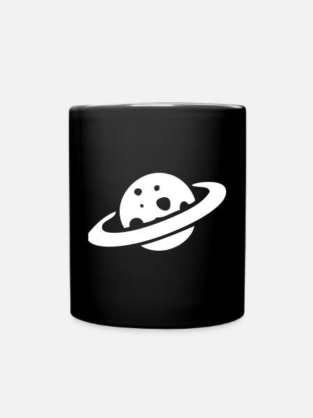Cheese planet Saturn - Full Colour Mug - black