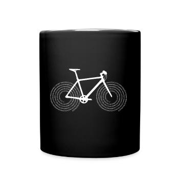 Fahrrad dessen Räder aus der Kreiszahl Pi bestehen - Tasse einfarbig - Schwarz - Vorne