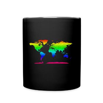 Regenbogen Weltkarte Tshirt One Planet Erde - Tasse einfarbig - Schwarz - Vorne