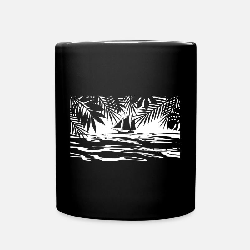 Südsee, Karibik, Sonne, Sand und Palmen - Tasse einfarbig - Schwarz