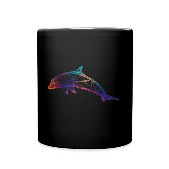 3D Delphin - Tasse einfarbig - Schwarz - Vorne
