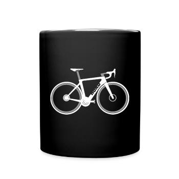 bike biker road rad rennrad fahren bicycle road - Tasse einfarbig - Schwarz - Vorne