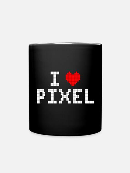 I love pixels - Full Colour Mug - black