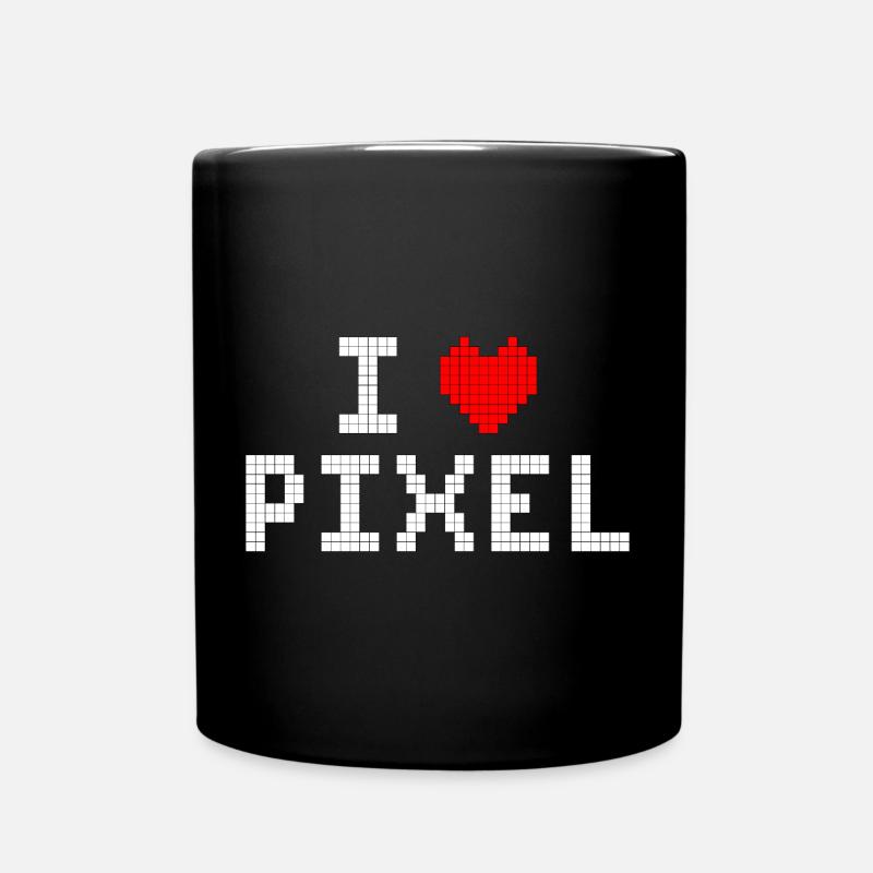 Ich liebe Pixel - Tasse einfarbig - Schwarz