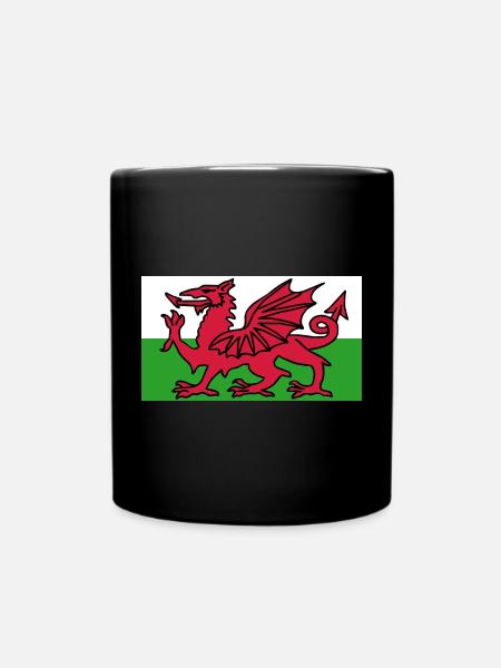 Welsh Flag - Flag of Wales - Full Colour Mug - black