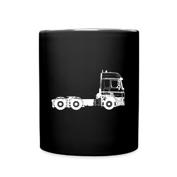 Truck 3 axles white camion - Full Colour Mug - black - Front