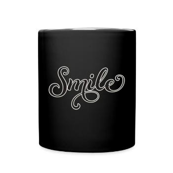 Smiling Script Lettering Smile - Full Colour Mug - black - Front