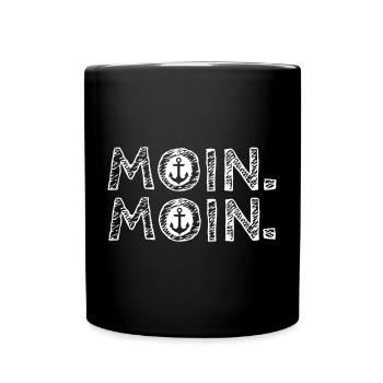 Moin Moin - Tasse einfarbig - Schwarz - Vorne