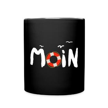 Moin Möwe Rettungsring nordisch - Tasse einfarbig - Schwarz - Vorne