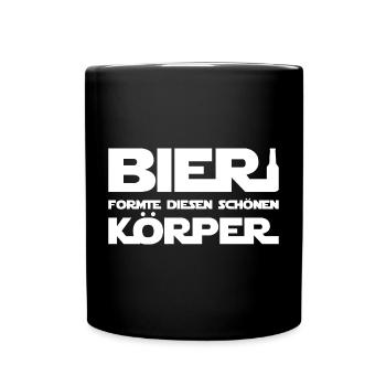 Bier formte diesen schönen Körper - Tasse einfarbig - Schwarz - Vorne