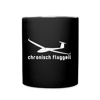 chronisch Segelflieger verrückt Segelflugzeug - Tasse einfarbig - Schwarz - Vorne