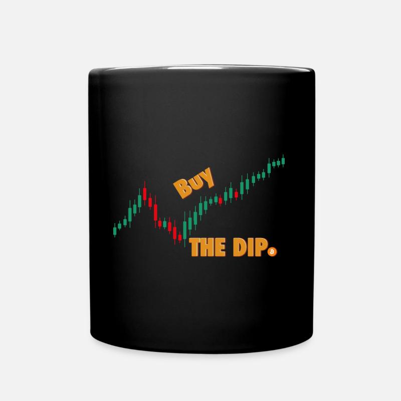 Buy the Dip Trading Aktien Bitcoin Krypto BTC - Tasse einfarbig - Schwarz