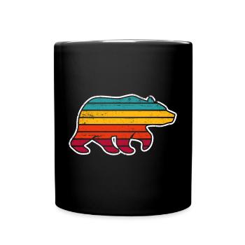 Rainbow Stripe Bear Silhouette - Full Colour Mug - black - Front