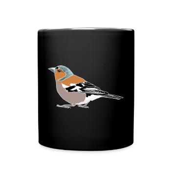Buchfink Illustration – Heimische Vögel - Tasse einfarbig - Schwarz - Vorne