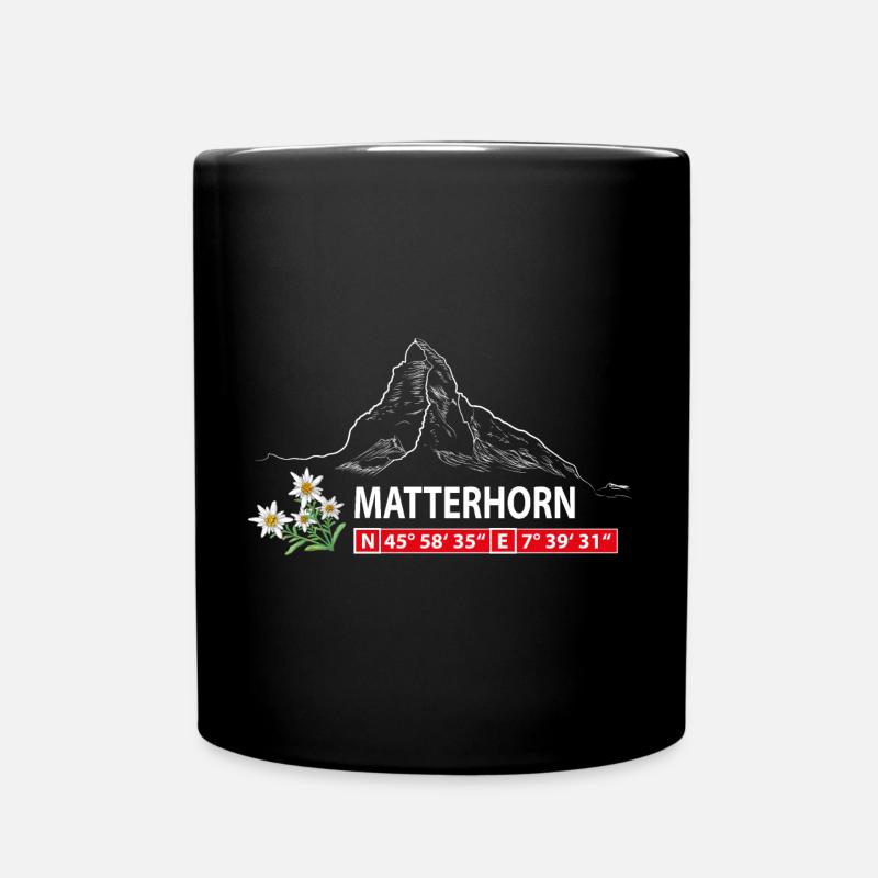 Cervin avec Edelweiss et GPS - Mug uni - noir